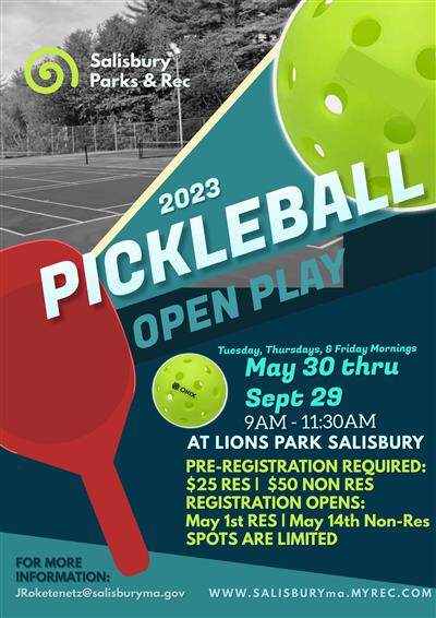 Town of Salisbury: Salisbury Parks & Recreation: Pickleball Open Play